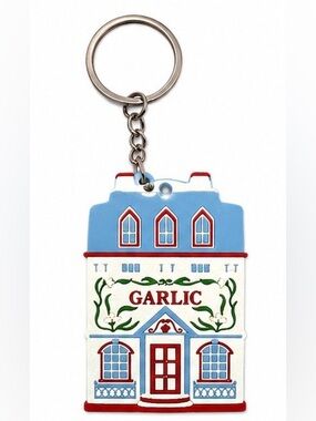 2/$25 Lenox Spice Village Inspired Garlic House Keychain with Key Ring